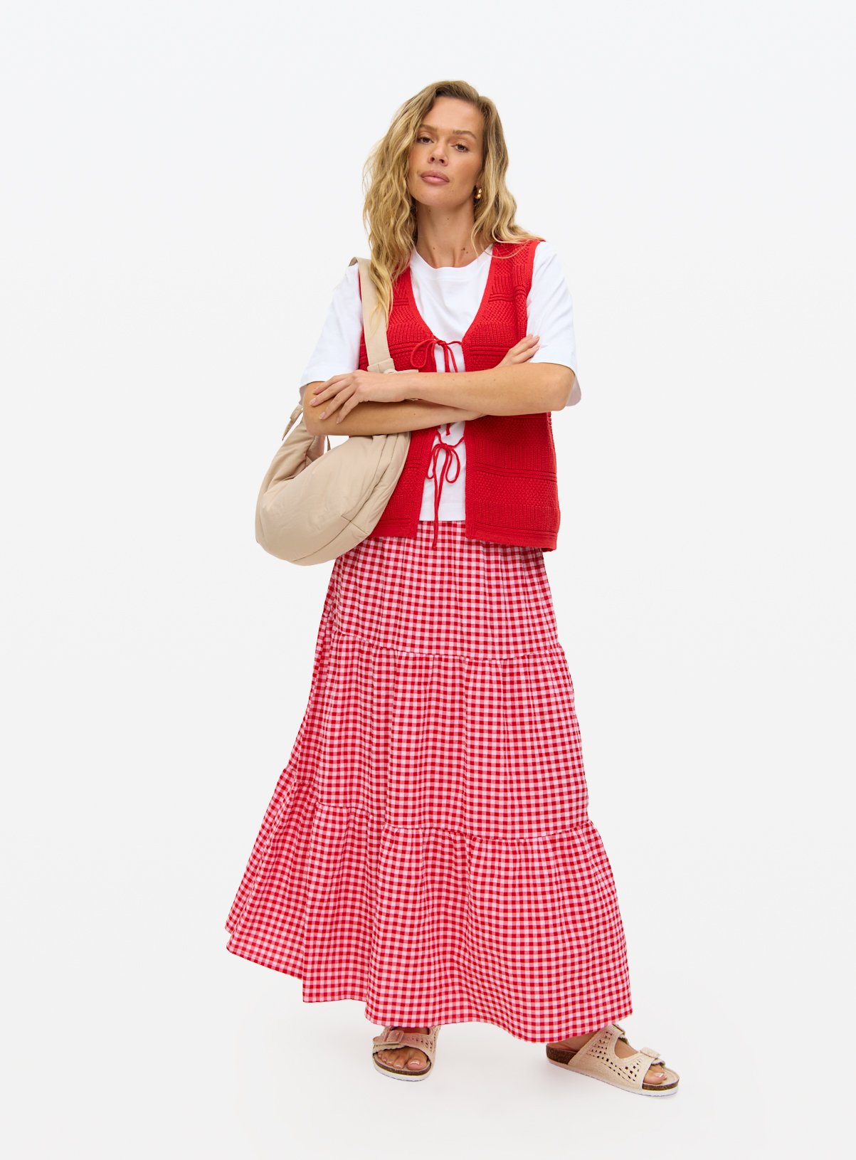 Red Tie Front Stripe Stitch Waistcoat 14 - Image 2 thumbnail