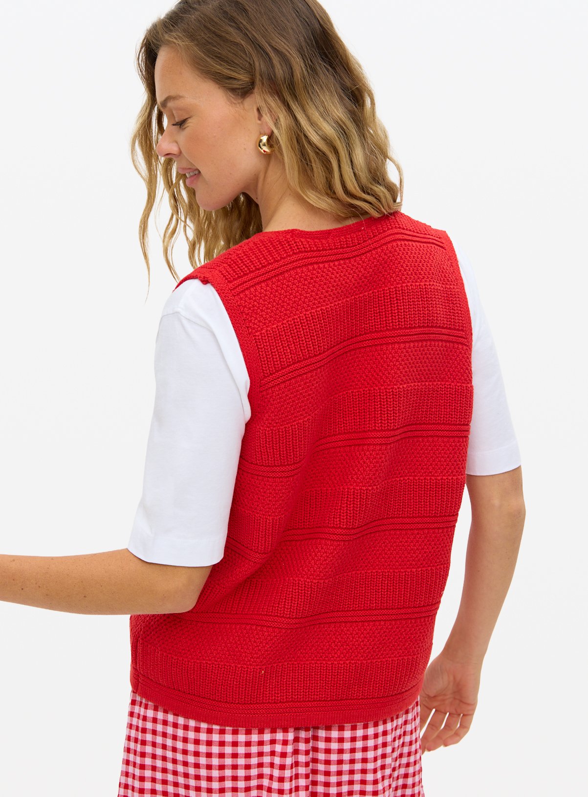 Red Tie Front Stripe Stitch Waistcoat 14 - Image 4 thumbnail