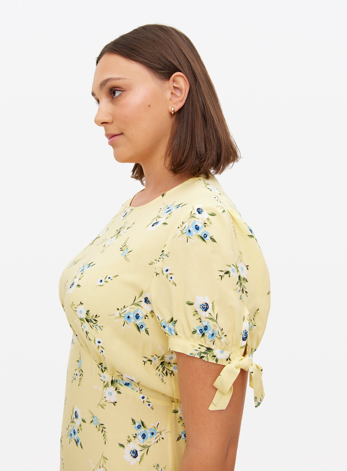 Yellow Floral Tie-Sleeve Midaxi Tea Dress 16 - Image 3 thumbnail