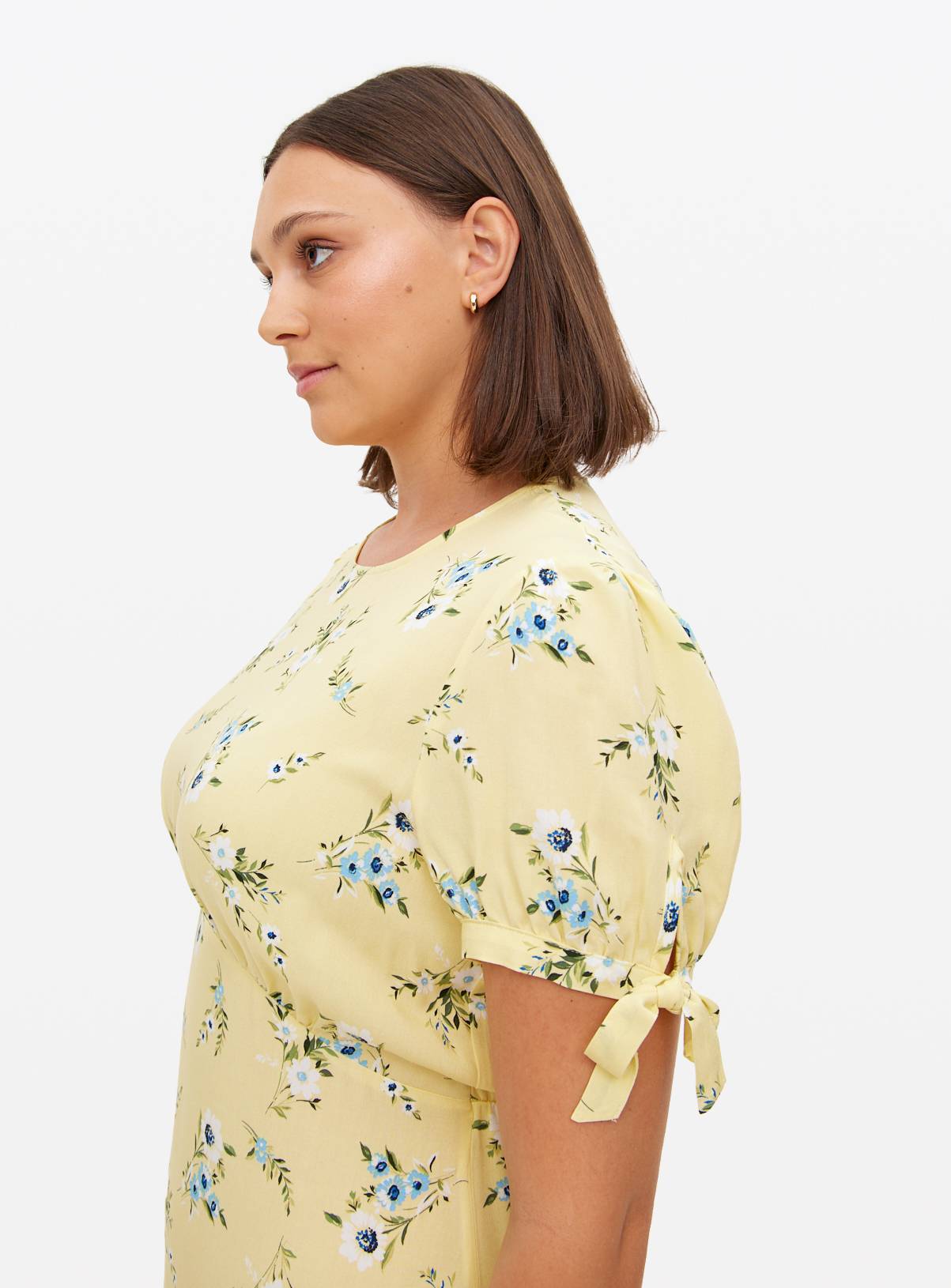Yellow Floral Tie-Sleeve Midaxi Tea Dress 16 - Image 3