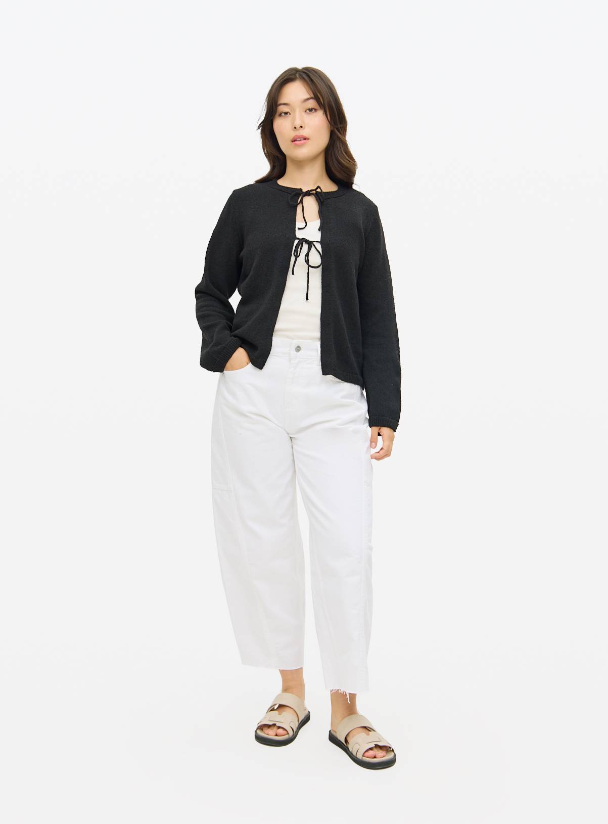 Black Tie-Front Boucle Cardigan 18 - Image 2