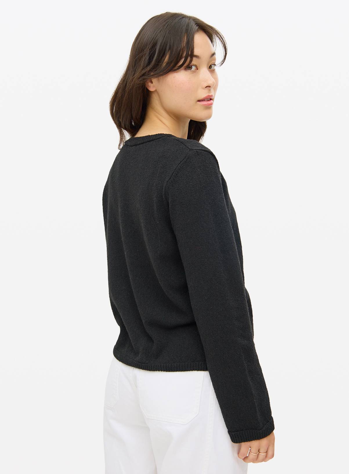 Black Tie-Front Boucle Cardigan 18 - Image 4