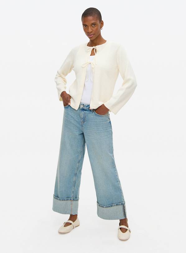 Cream Tie-Front Boucle Cardigan 10