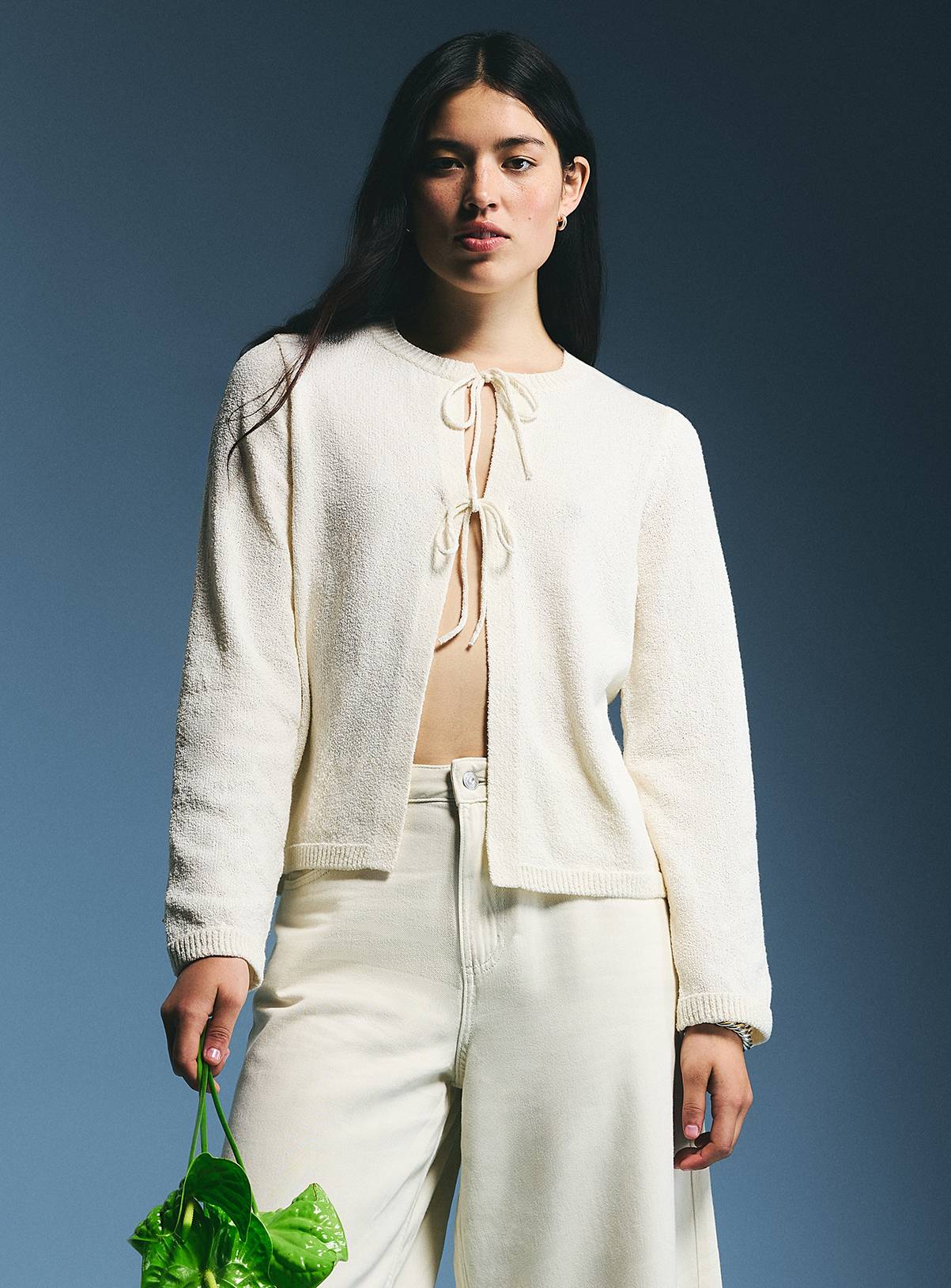 Cream Tie-Front Boucle Cardigan 14 - Image 1