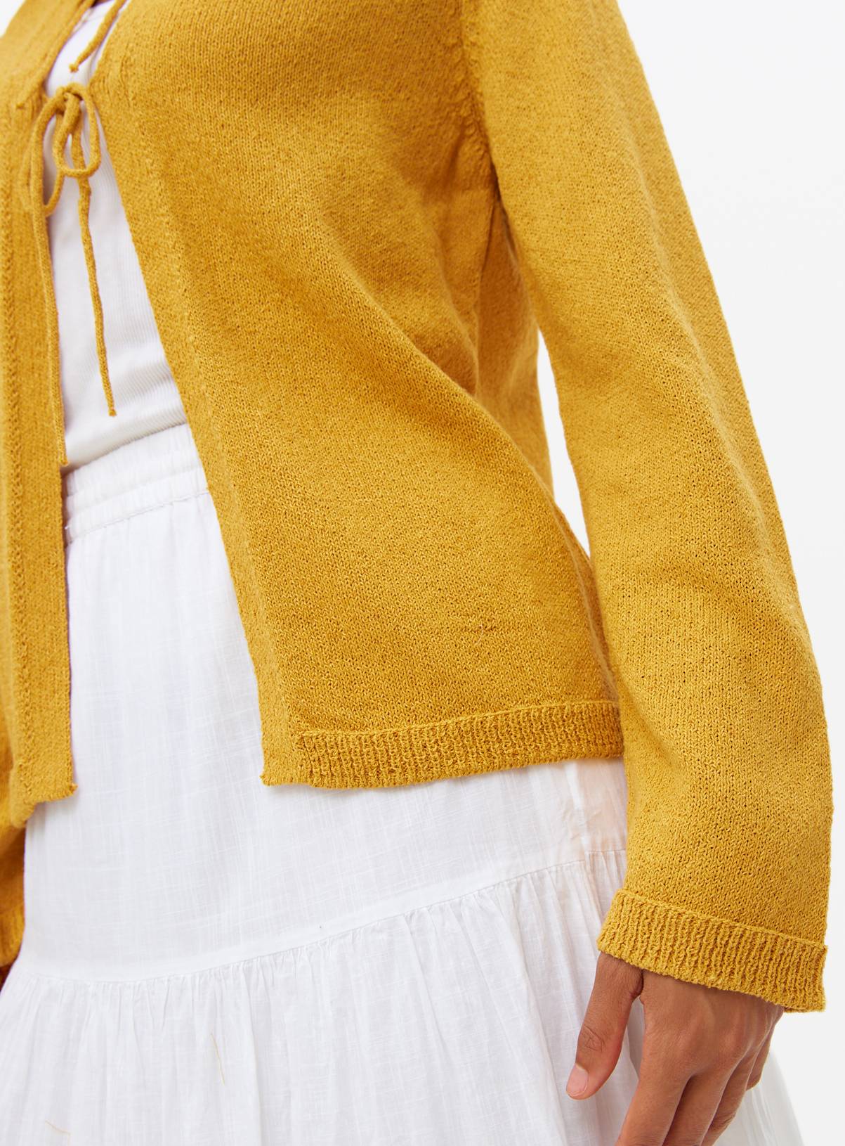 Yellow Tie-Front Boucle Cardigan 10 - Image 2