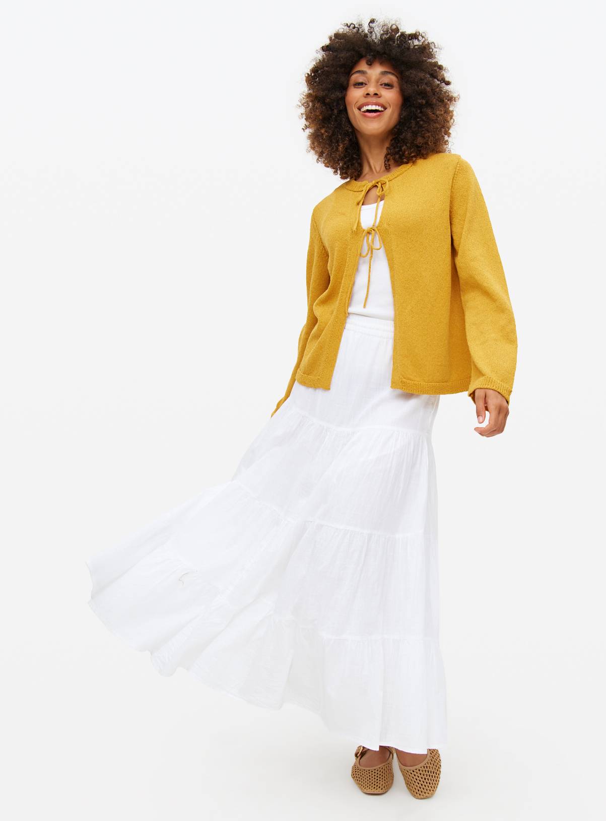 Yellow Tie-Front Boucle Cardigan 10 - Image 3