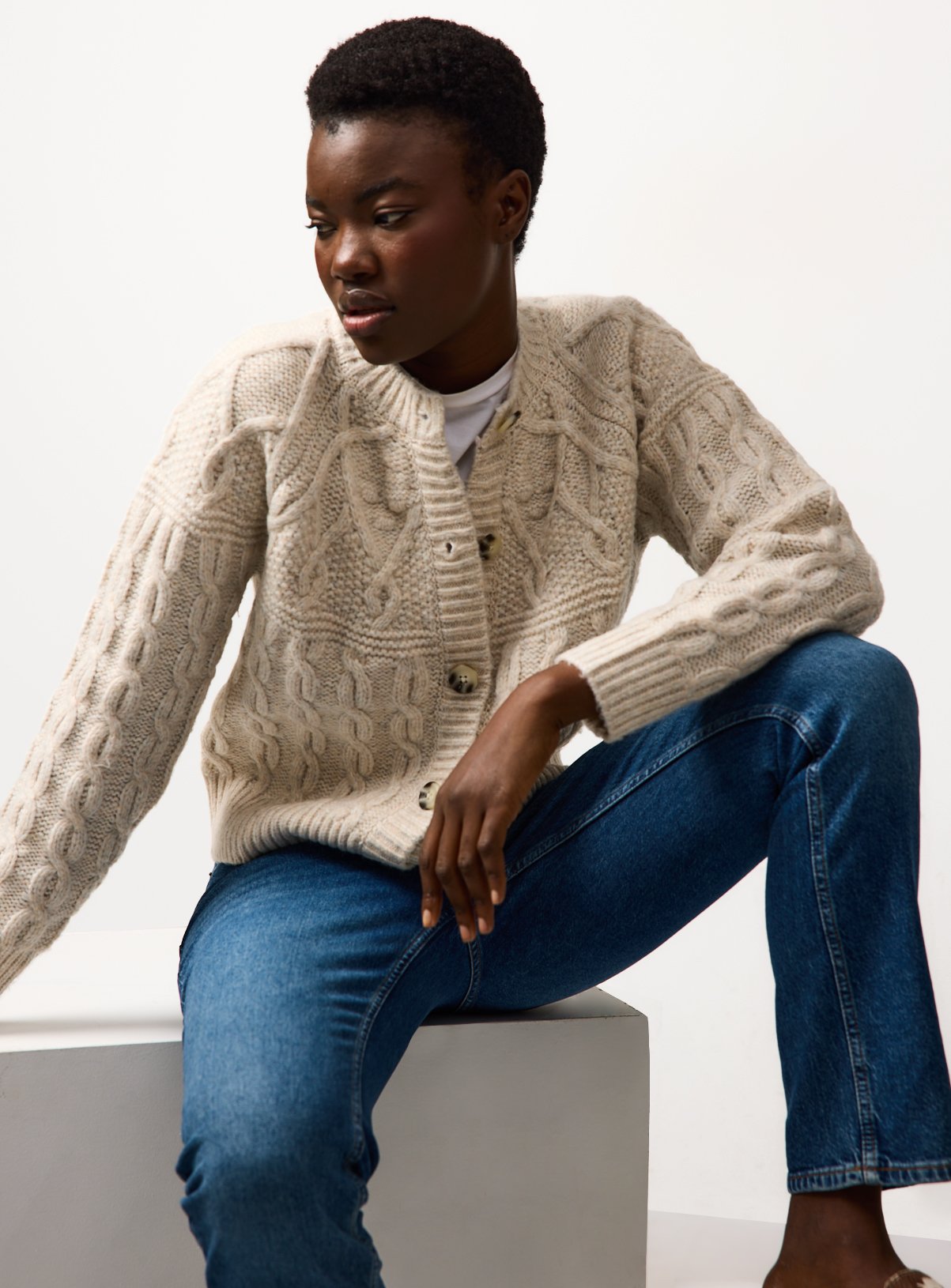 Oatmeal Patchwork Knit Cable Cardigan 6 - Image 1 thumbnail