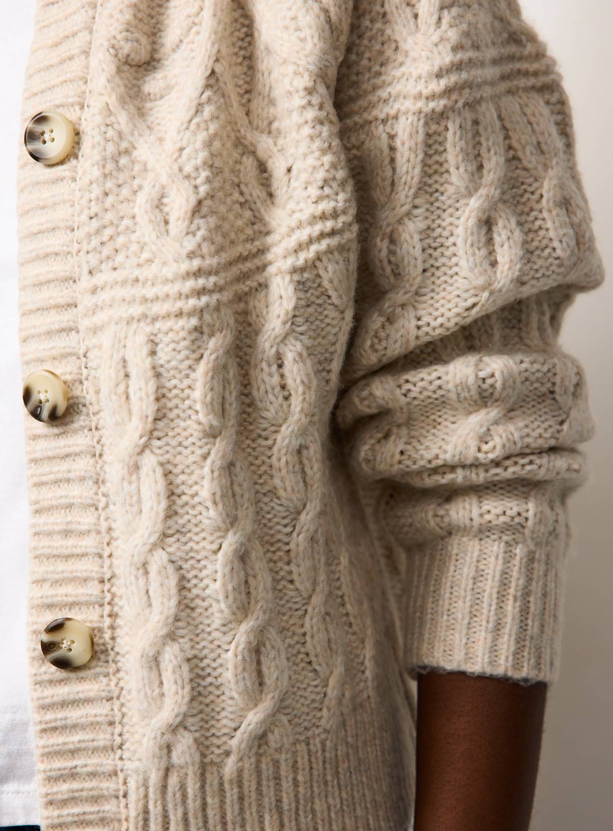 Oatmeal Patchwork Knit Cable Cardigan 6 - Image 2