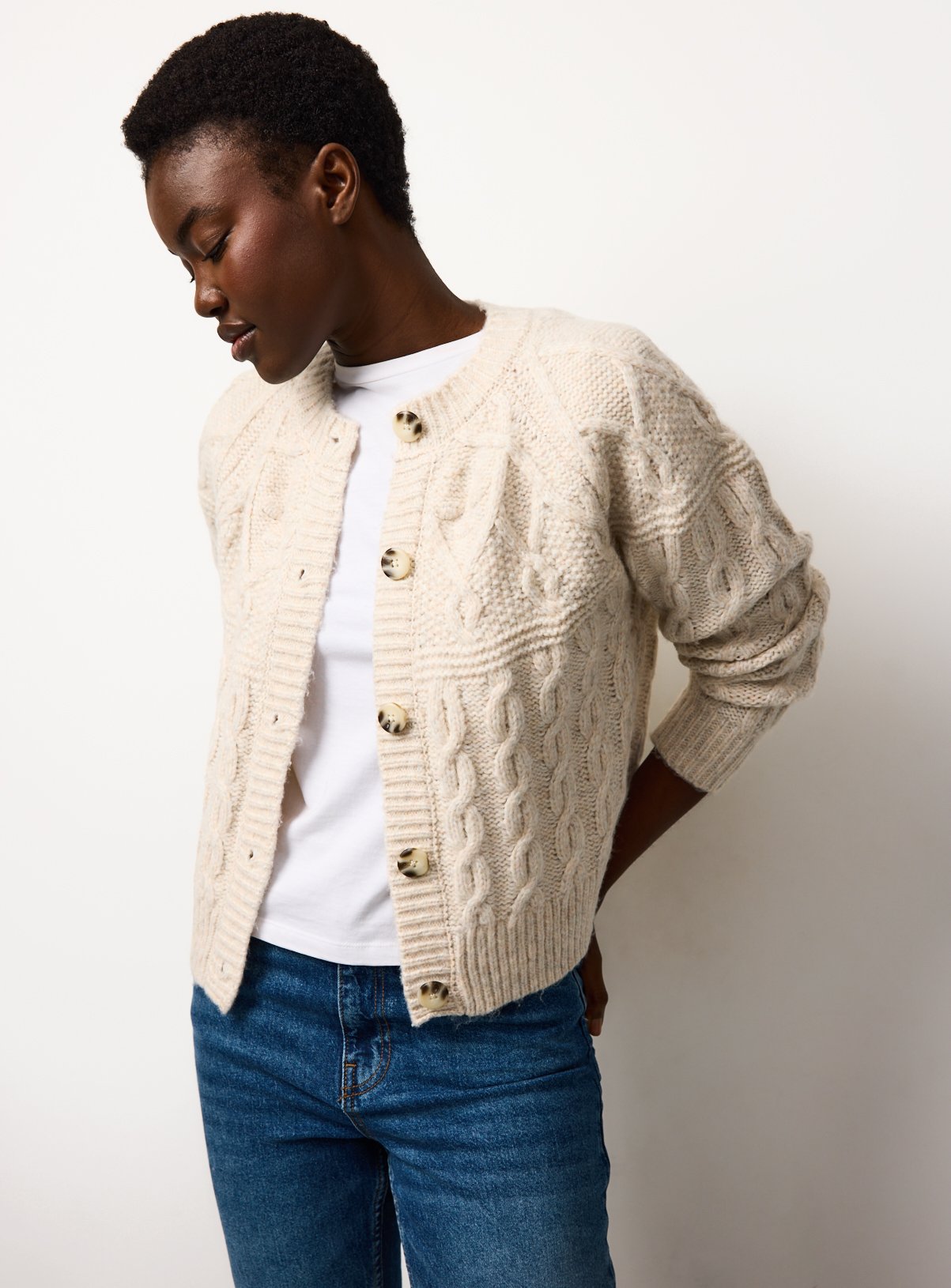 Oatmeal Patchwork Knit Cable Cardigan 6 - Image 3 thumbnail