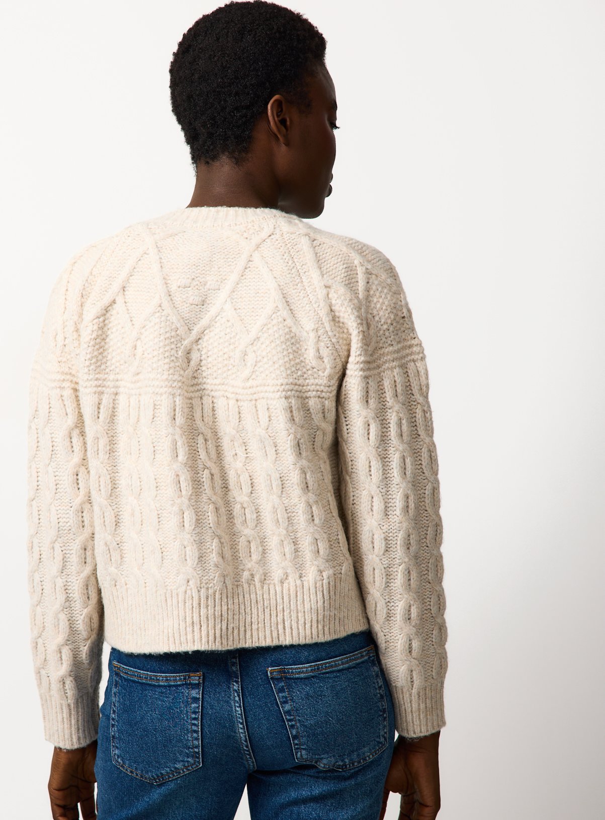 Oatmeal Patchwork Knit Cable Cardigan 6 - Image 4 thumbnail
