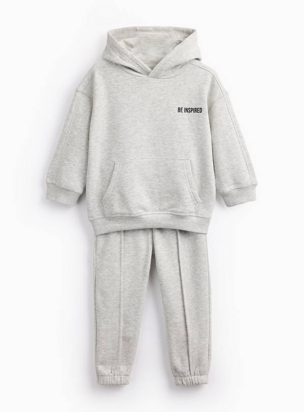 Grey Slogan Printed Hoodie & Joggers Set 6-7 years
