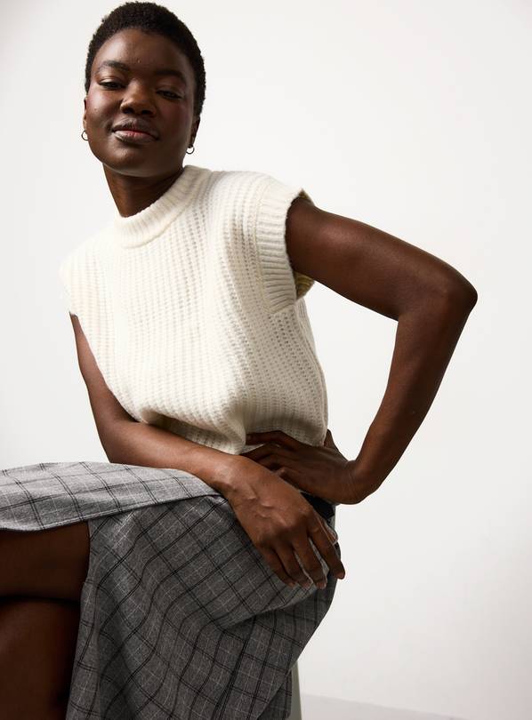 Cream Knitted Tank Top L