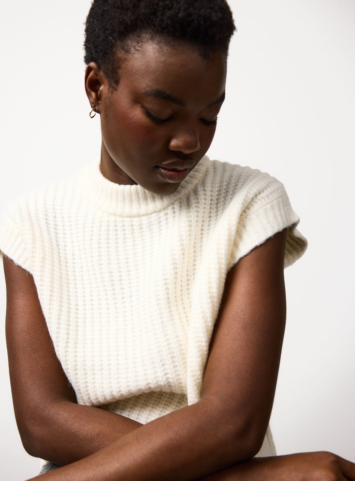 Cream Knitted Tank Top XS - Image 2 thumbnail