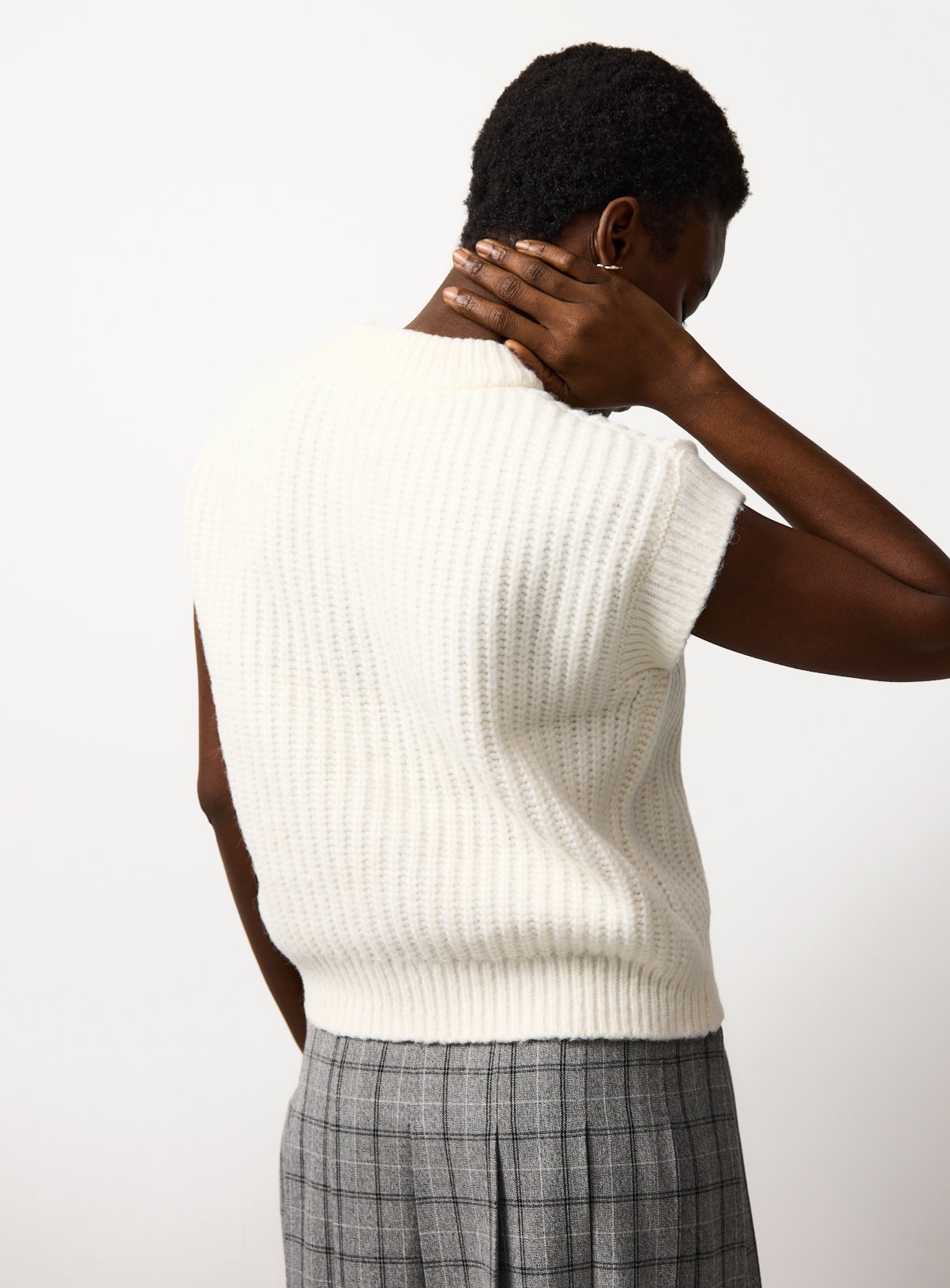 Cream Knitted Tank Top XS - Image 4 thumbnail