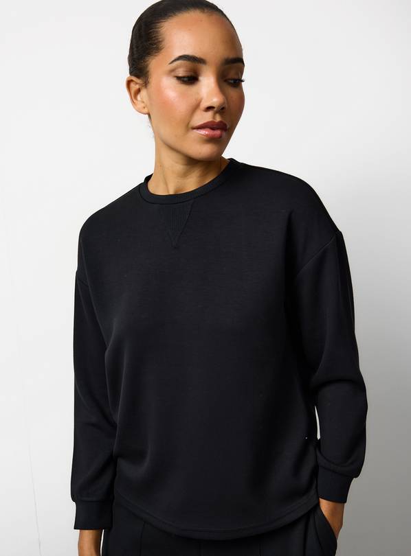 Black Co-ord Scuba Long Sleeve Pyjama Top S