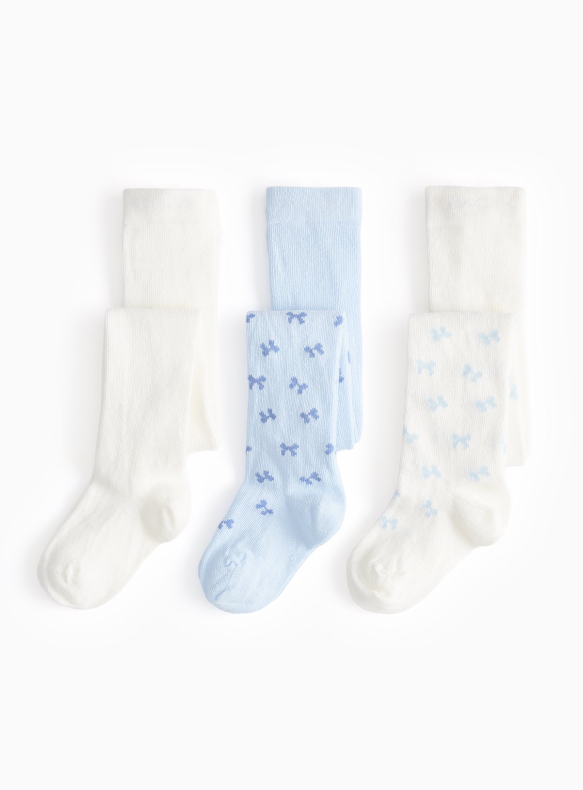 Blue & White Bow Print Tights 3 Pack 12-18 months
