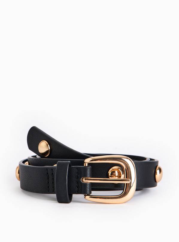 Black & Gold Dome Studded Belt S
