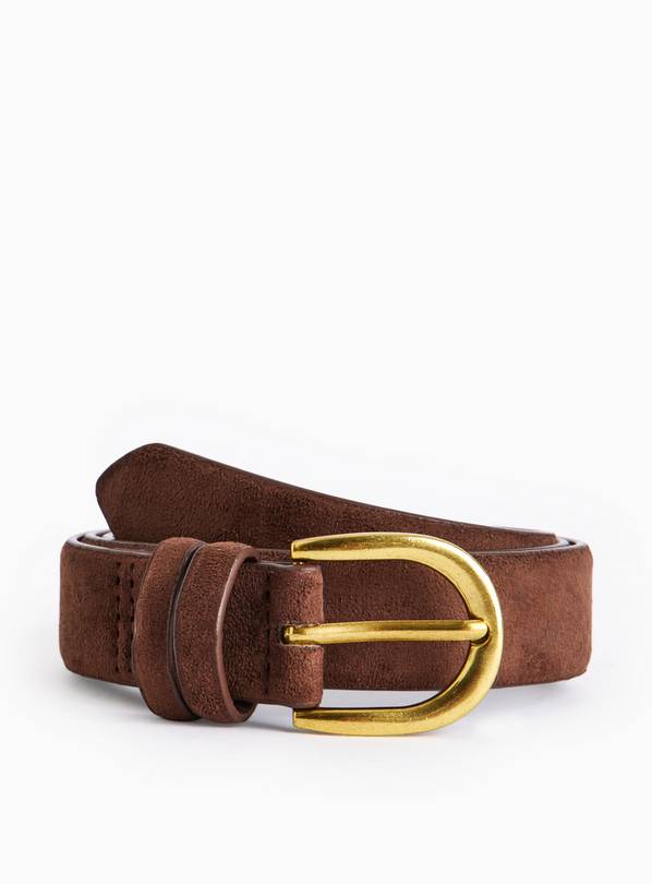 Chocolate Brown Faux Suede Jeans Belt XL