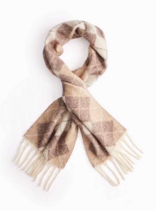 Neutral Argyle Heavyweight Scarf One Size