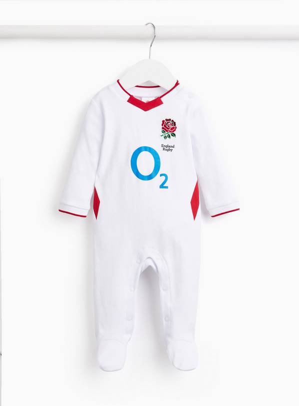 White England Rugby Home Sleepsuit Up to 3 mths