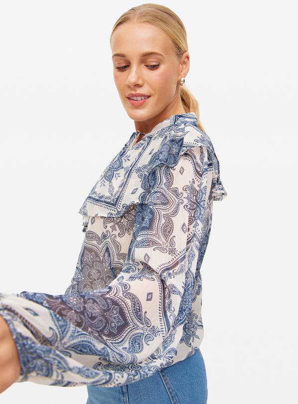 Blue Tile Printed Boho Blouse 6