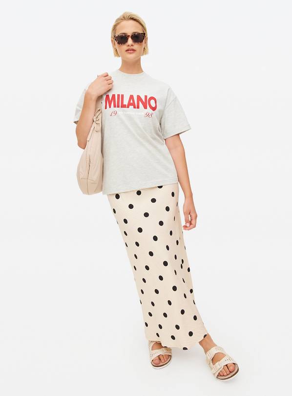 Grey Milano Graphic Oversized T-Shirt M