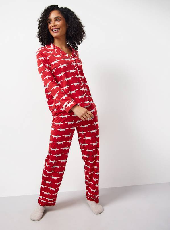 Tu X Scion Red Mr Fox Printed Red Modal Blend Traditional Pyjamas M