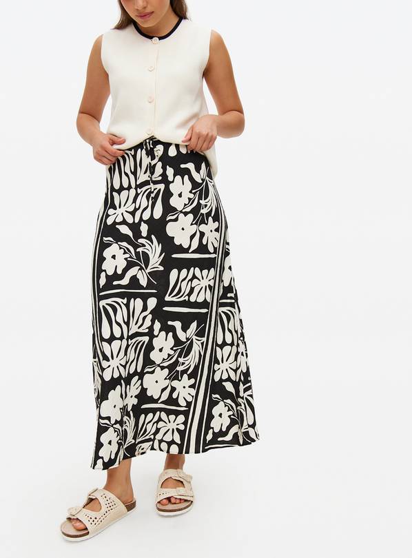 Mono Floral Print Bias Midaxi Skirt 10