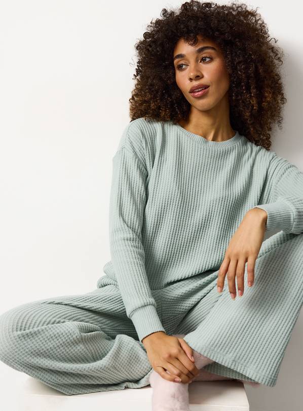 Green Waffle Co-ord Pyjama Top L
