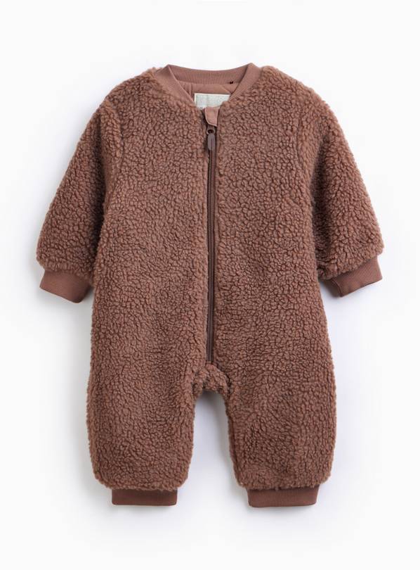 Brown Borg Fleece Pramsuit Up to 3 mths