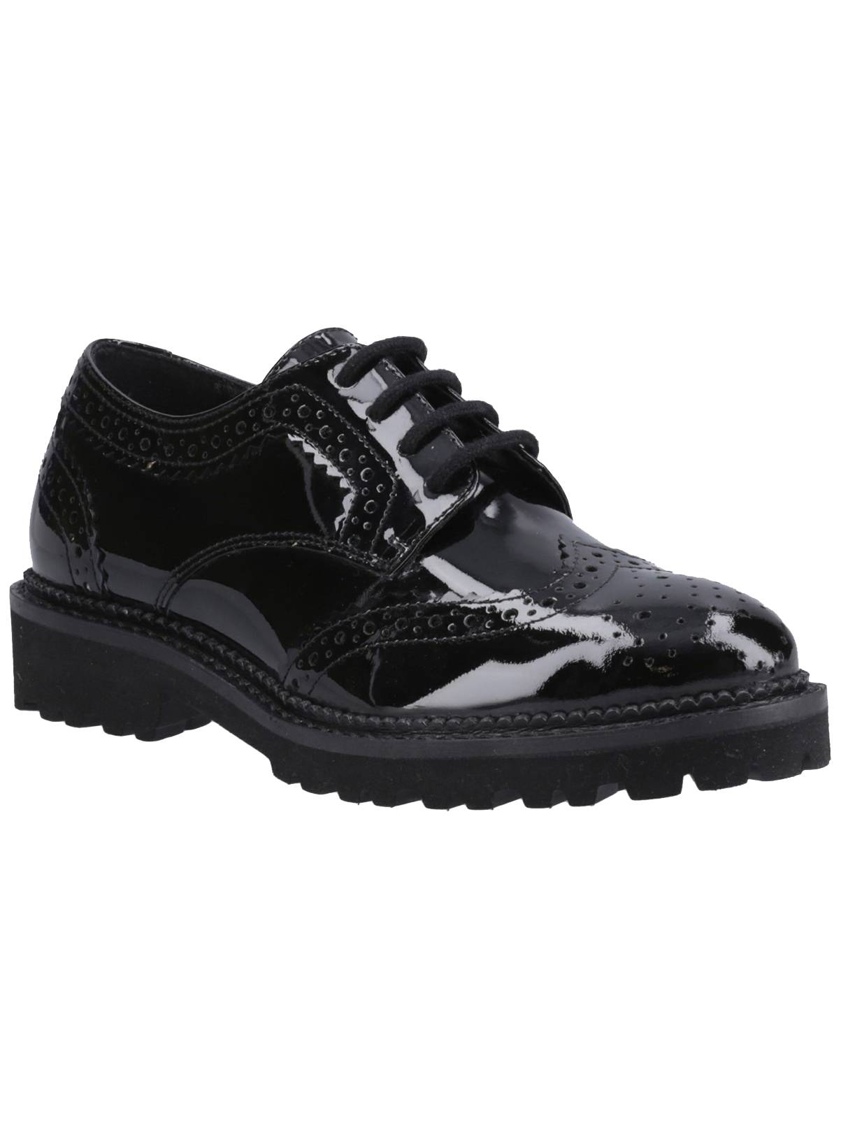 HUSH PUPPIES Gabi Lace Up Patent Leather Senior School Shoes 3 - Image 1