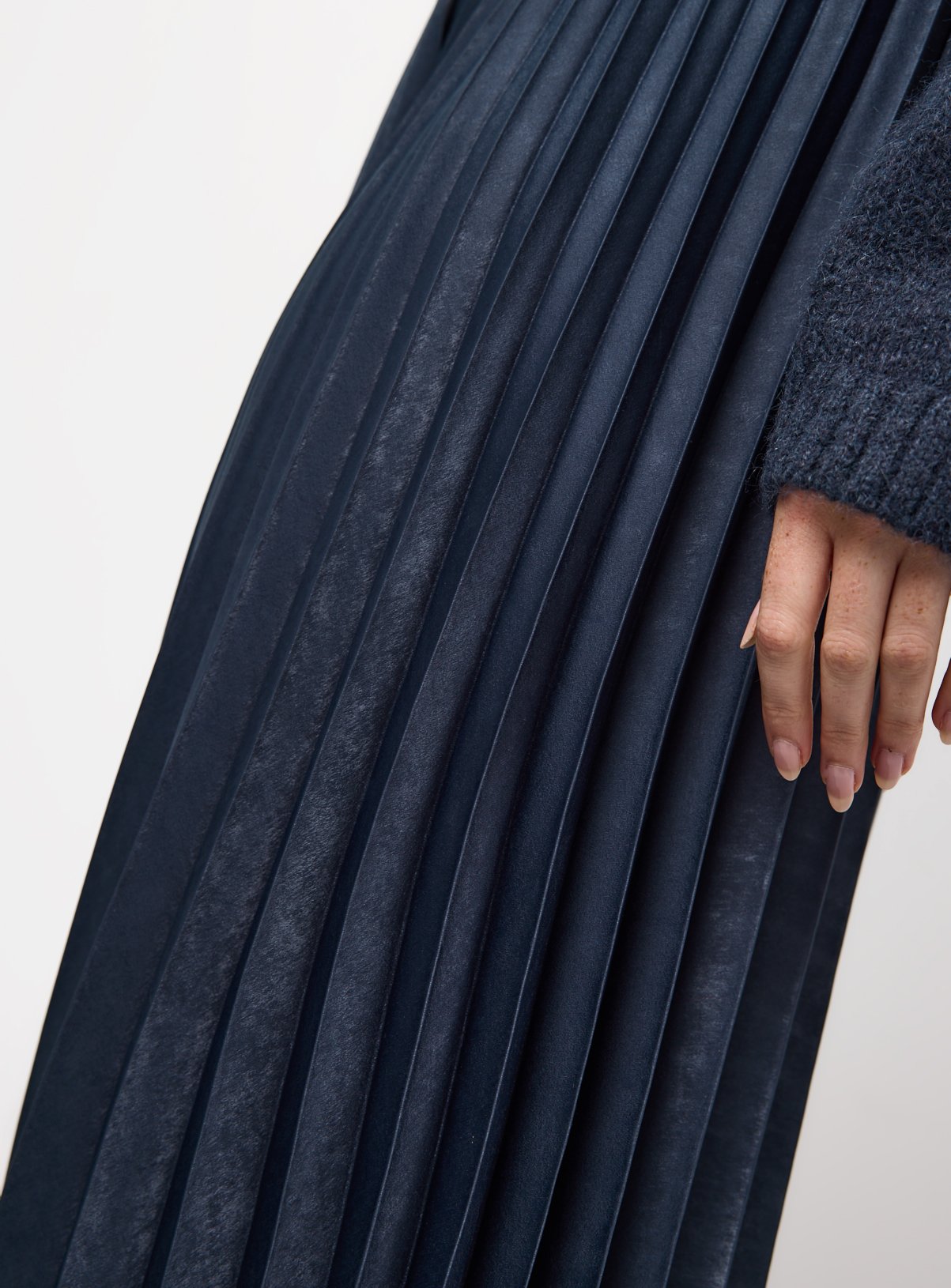 Blue Satin Pleated Maxi Skirt 16 - Image 3 thumbnail