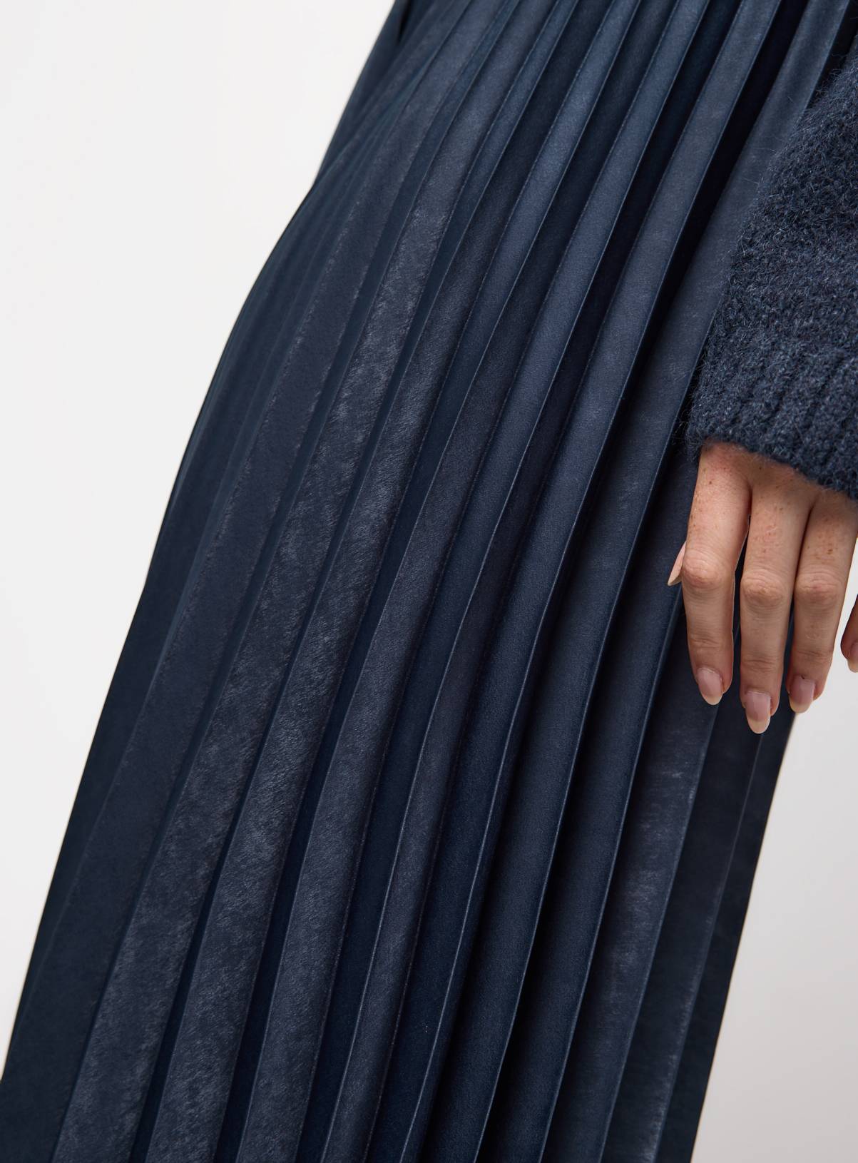 Blue Satin Pleated Maxi Skirt 16 - Image 3