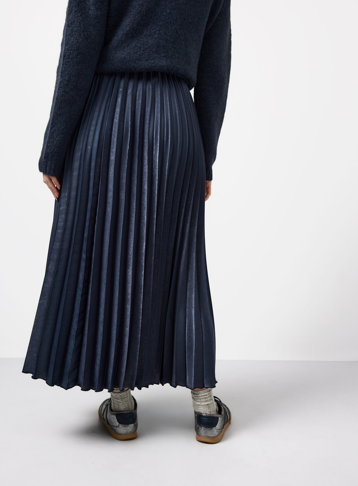 Blue Satin Pleated Maxi Skirt 16 - Image 4 thumbnail