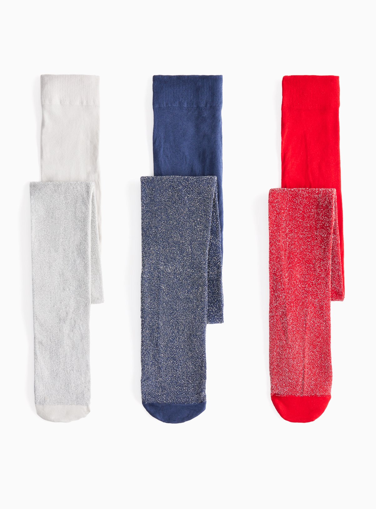 Red, Silver & Navy Glitter Opaque Tights 3 Pack - Tu by Sainsbury's