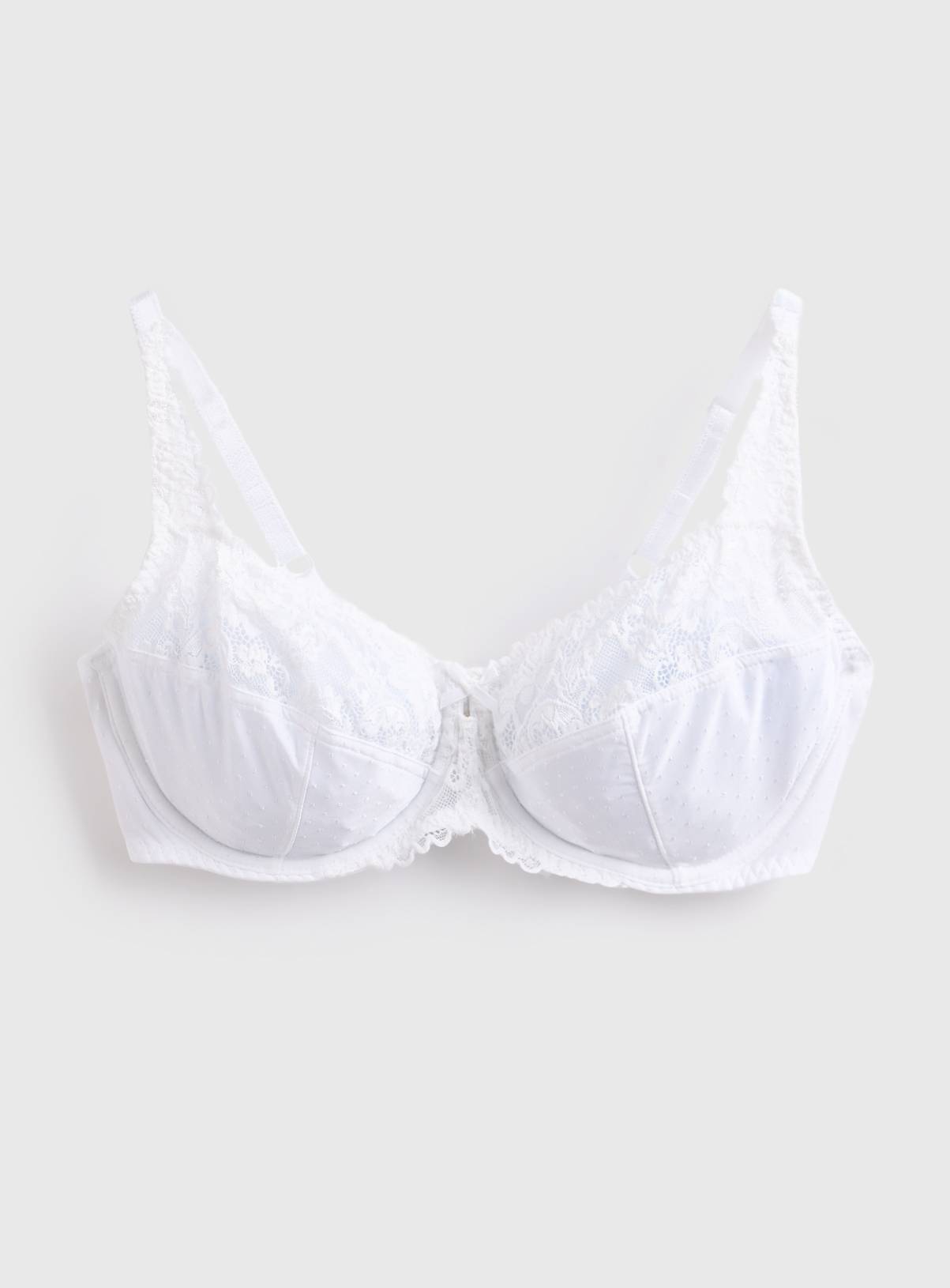 DD+ White Underwired Lace Detail Full Cup Bra 42G - Image 2