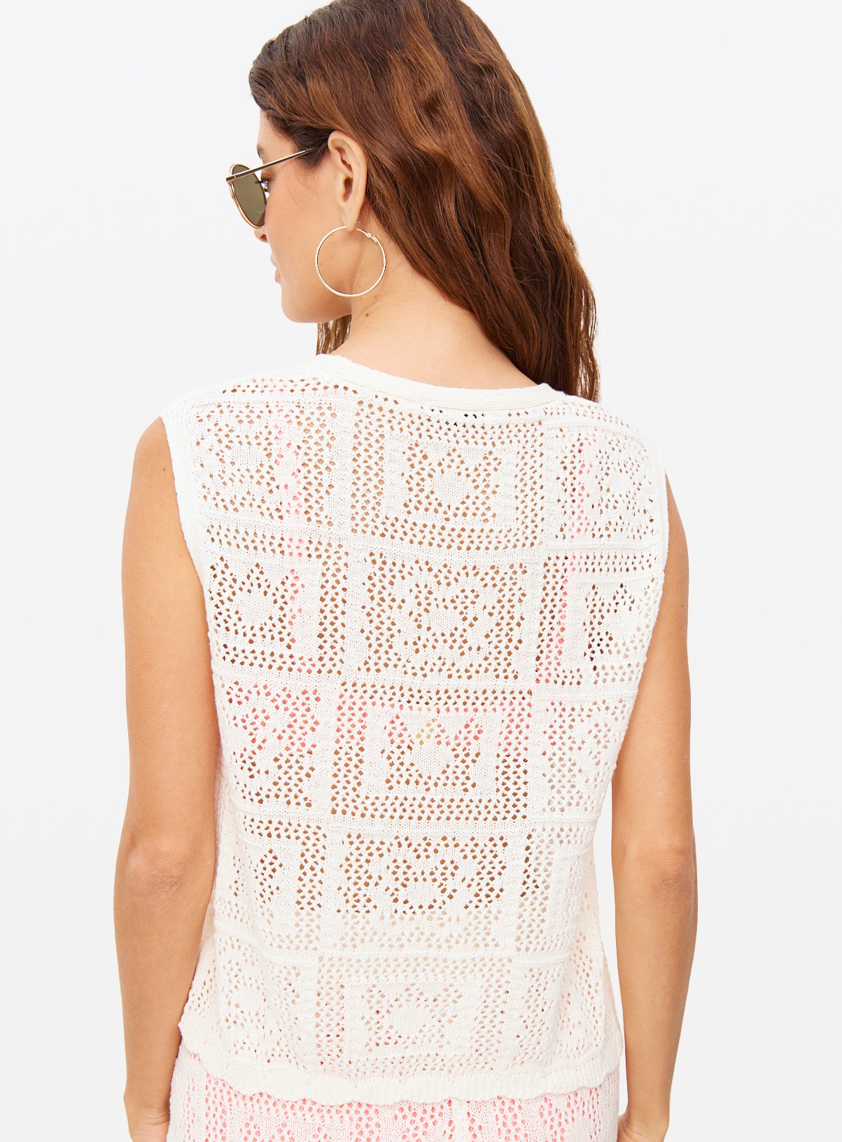 Cream Tie-Front Pointelle Co-ord Waistcoat XL - Image 4 thumbnail
