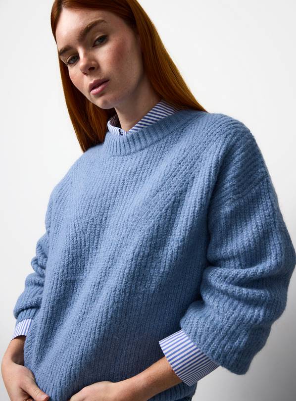 Blue Crew Neck Knitted Jumper 22