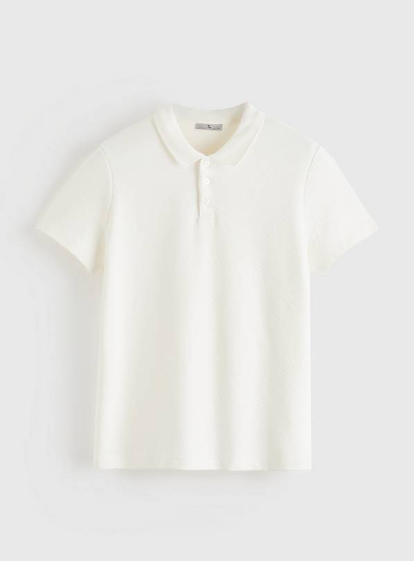 White Jacquard Polo Shirt XXXXL