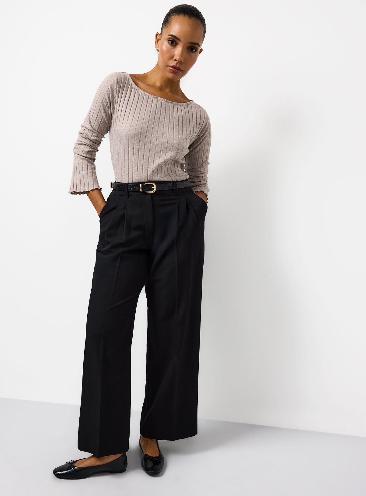 Oatmeal Ribbed Long Sleeve Top 10 - Image 2 thumbnail