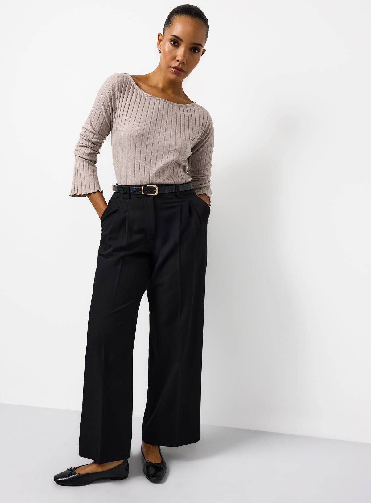 Oatmeal Ribbed Long Sleeve Top 10 - Image 2