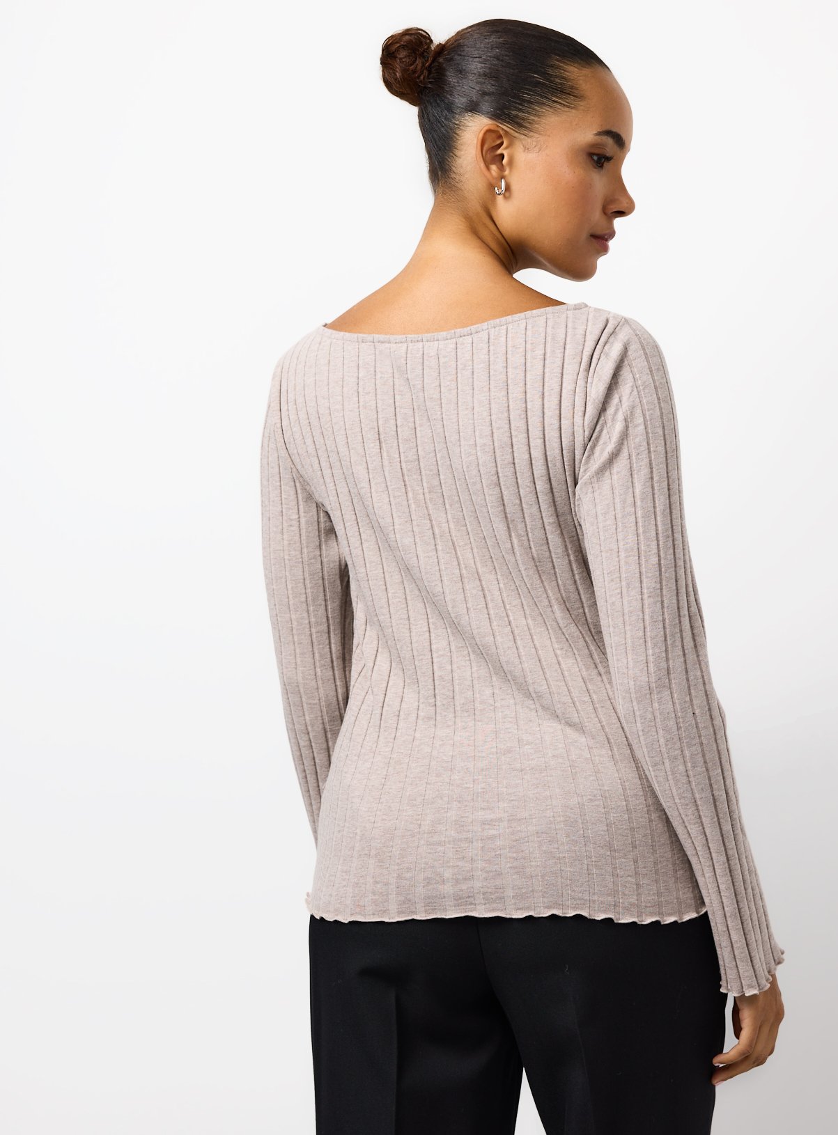 Oatmeal Ribbed Long Sleeve Top 10 - Image 4 thumbnail