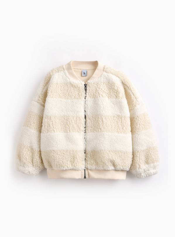 Cream Striped Borg Fleeced Jacket 7-8 years