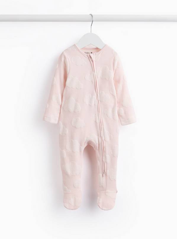 Pink Cloud Print Towelling Sleepsuit 12-18 months