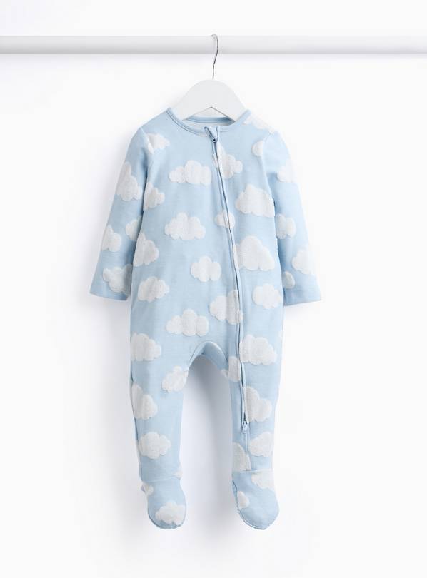 Blue Cloud Print Towelling Sleepsuit 18-24 months
