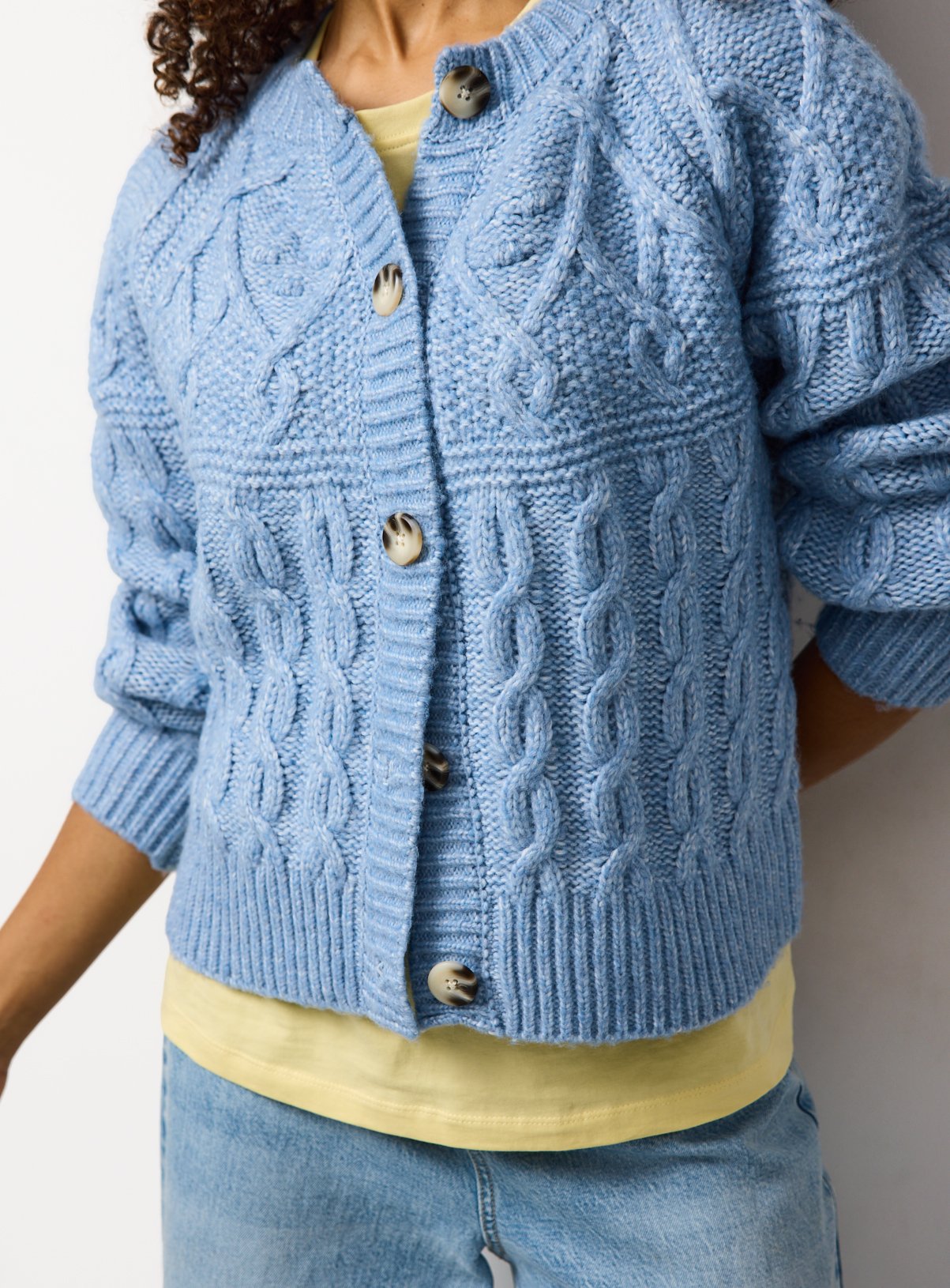 Blue Patchwork Knit Cable Cardigan 18 - Image 1 thumbnail