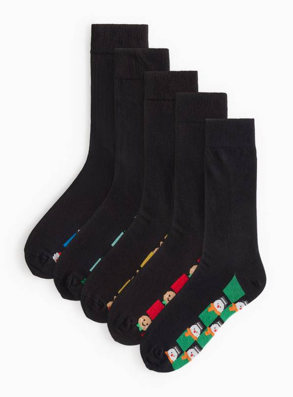 Christmas Icons Footbed Ankle Socks 5 Pack 6-8.5