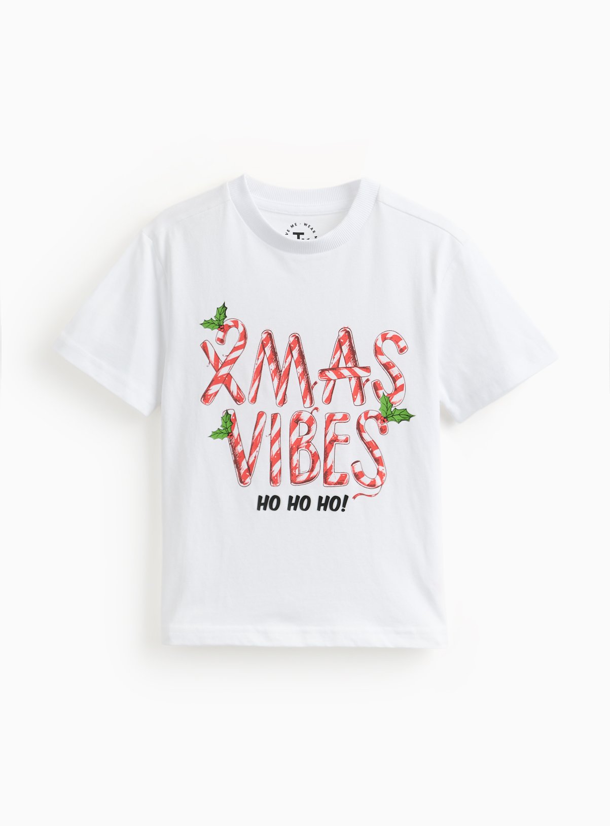 White White Xmas Vibes Slogan Graphic T-Shirt - Tu by Sainsbury's