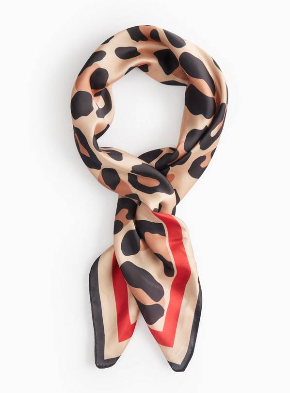 Leopard Printed Satin Scarf One Size