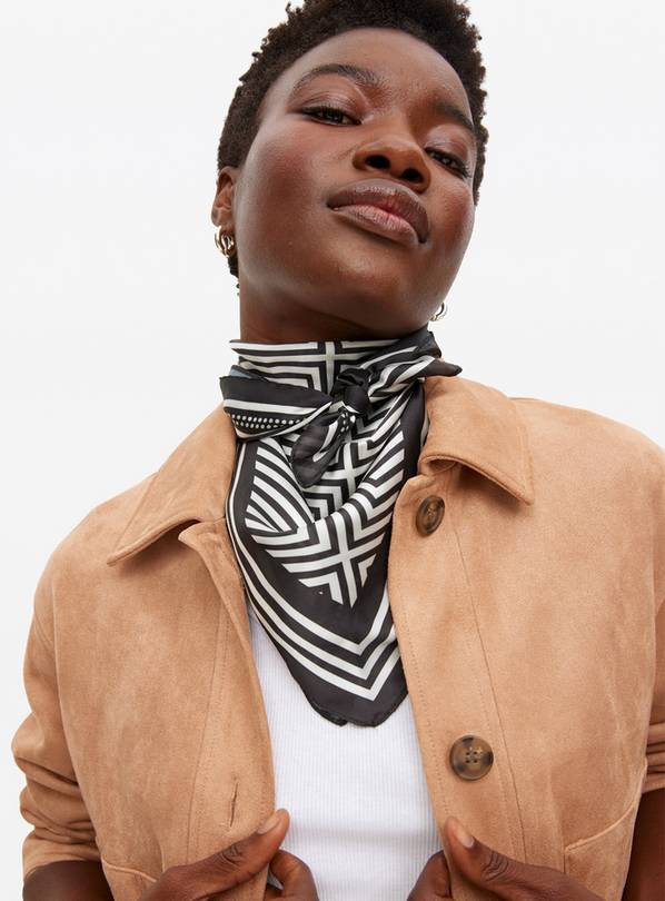 Geometric Printed Satin Scarf One Size